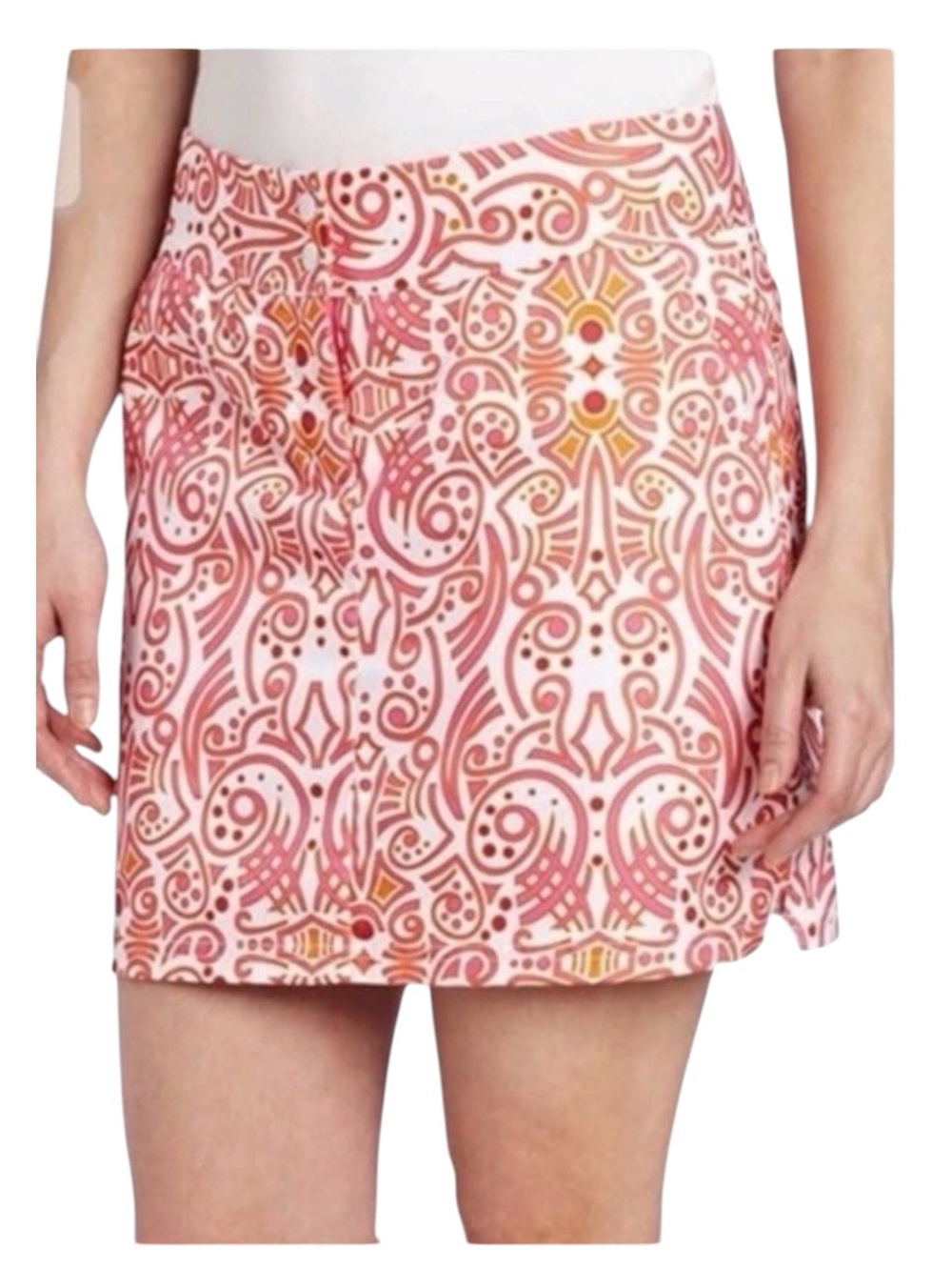 adidas ClimaCool Pink Orange Graphic Athletic Golf Skort Tennis Skirt Size 6 S/M